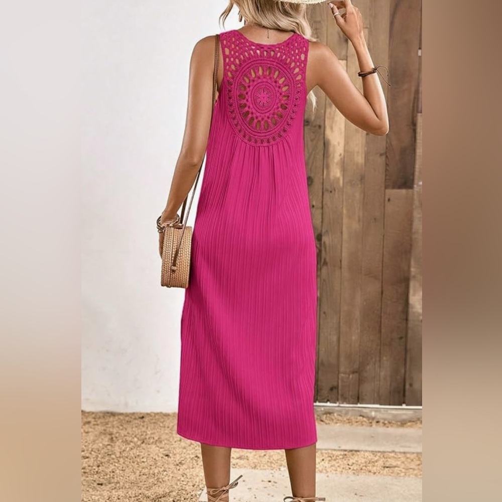 SHEIN Pink Sundress with Crochet Back Detail - NWOT